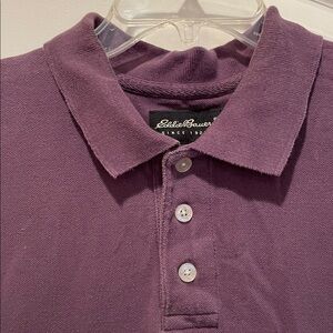 Eddie Bauer Purple Pique Polo Shirt 100% Cotton Tall Medium Short Sleeve